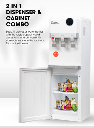 Royal 3 Taps Hot, Cold & Normal Water Dispenser With Cabinet RA-WD300-WCW (White)